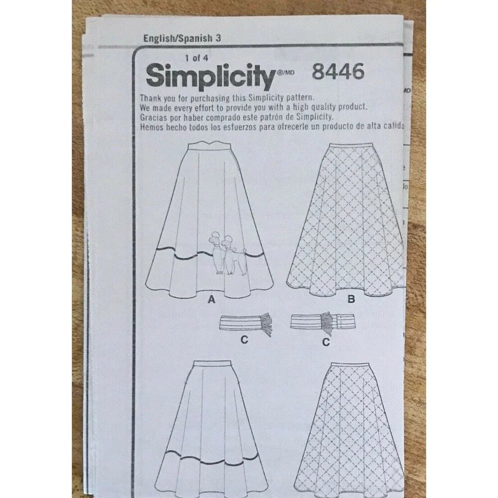 #8446 Simplicity Womans retro skirt sewing pattern 6-14